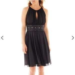 La Nouvelle Renaissance Black dress Beaded Waist Keyhole Size 12 HOCO Semi Fairy